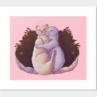 Cute Ferrets cuddling Posters and Art